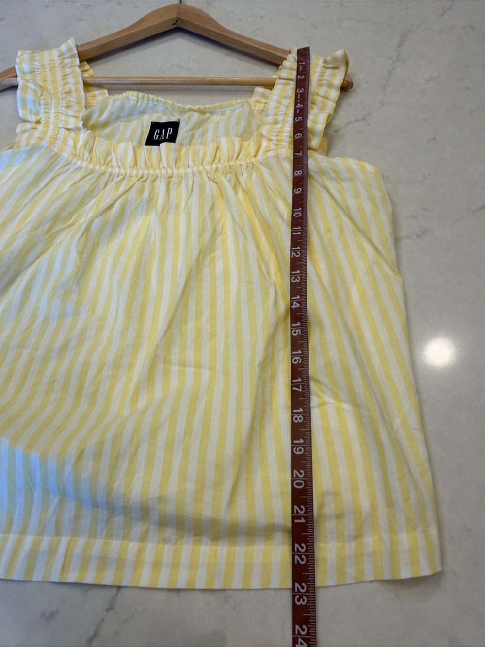 Gap Ruffle Poplin Yellow Gingham Ruffle Pajama Set Size Medium - Picture 6 of 9